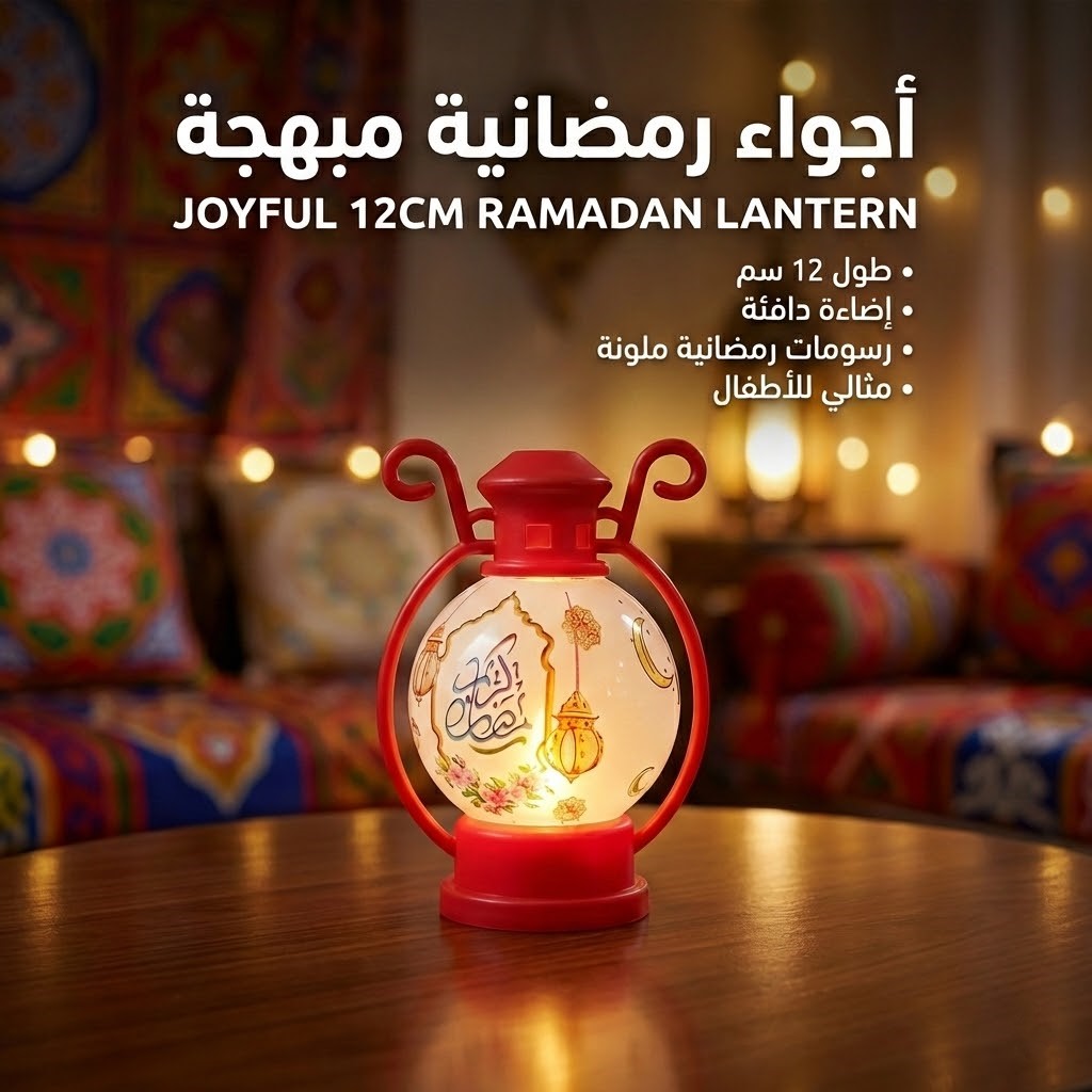 12cm Joyful Ramadan Lantern فانوس رمضان المبهج للأطفال | Warm & Colorful Festive Decor